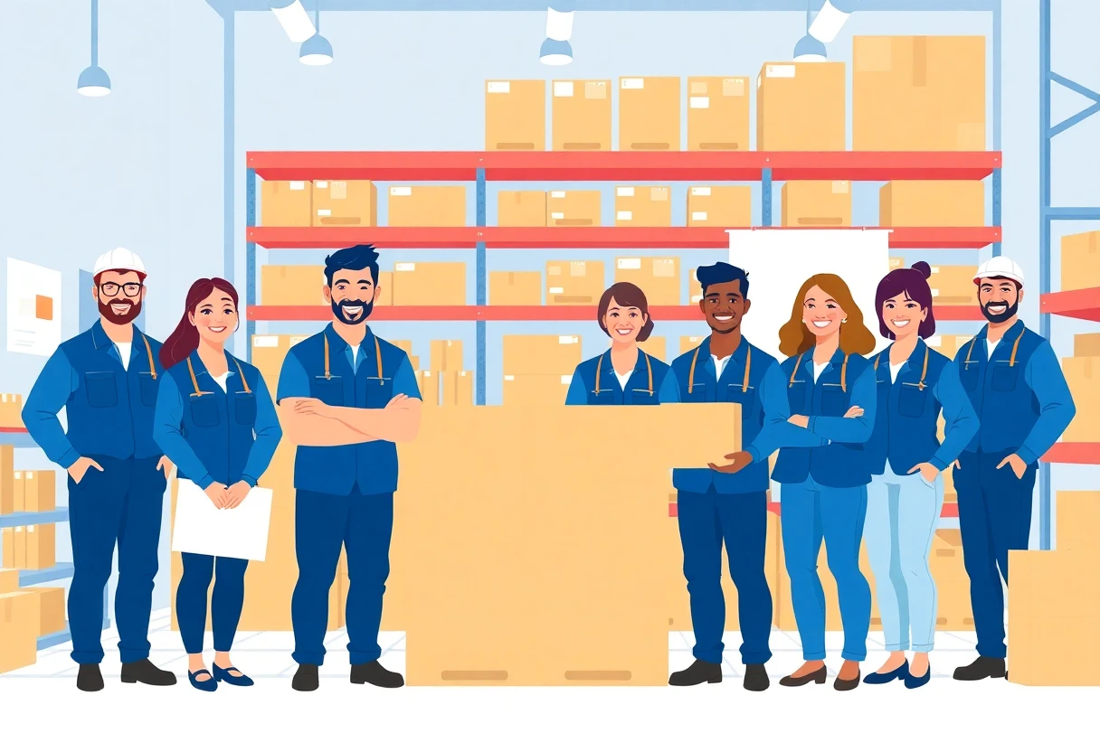 Warehouse team working together