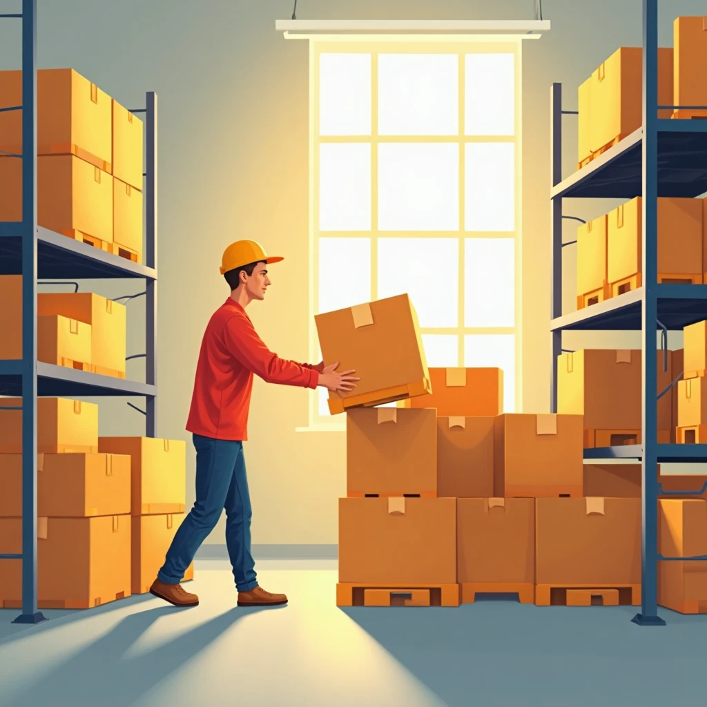 Focused warehouse worker