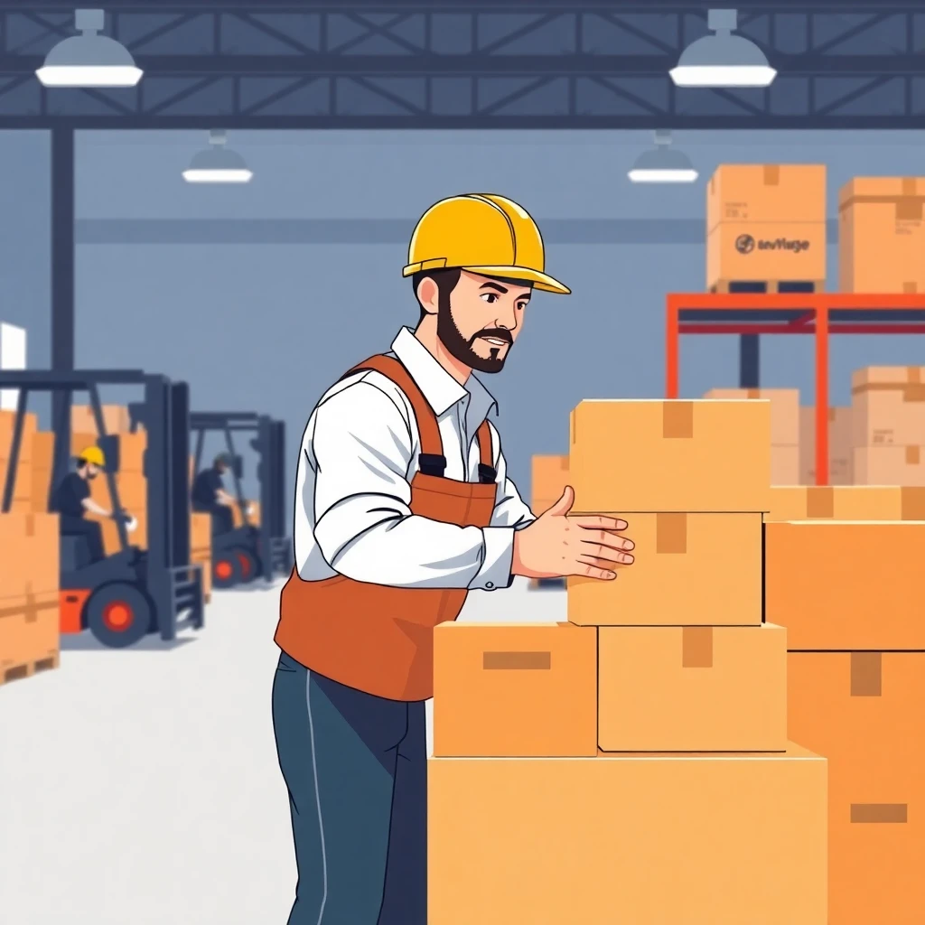 Warehouse worker in action