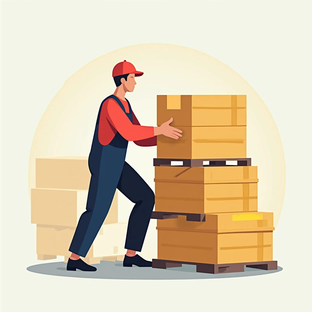 Warehouse worker stacking pallets