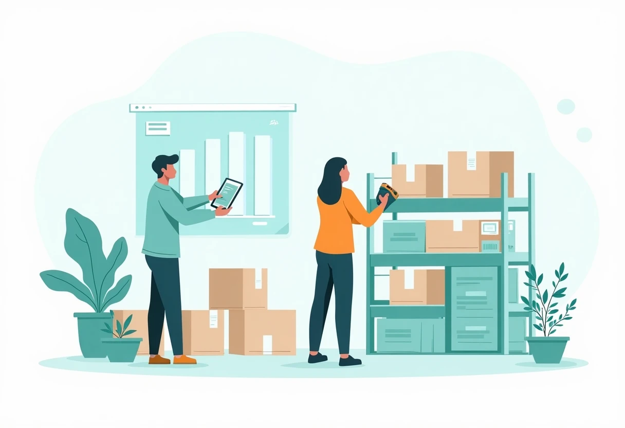 Warehouse professional with digital scanner