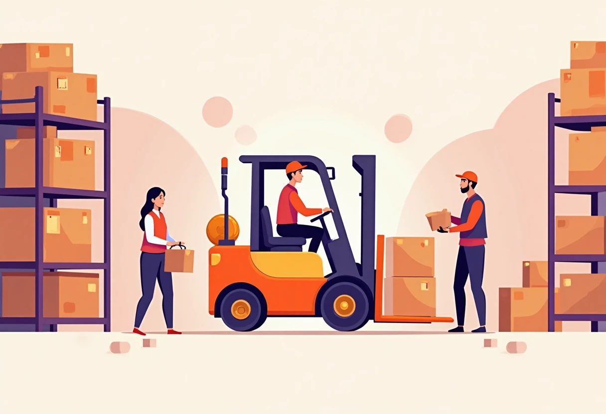 Forklift operator in action
