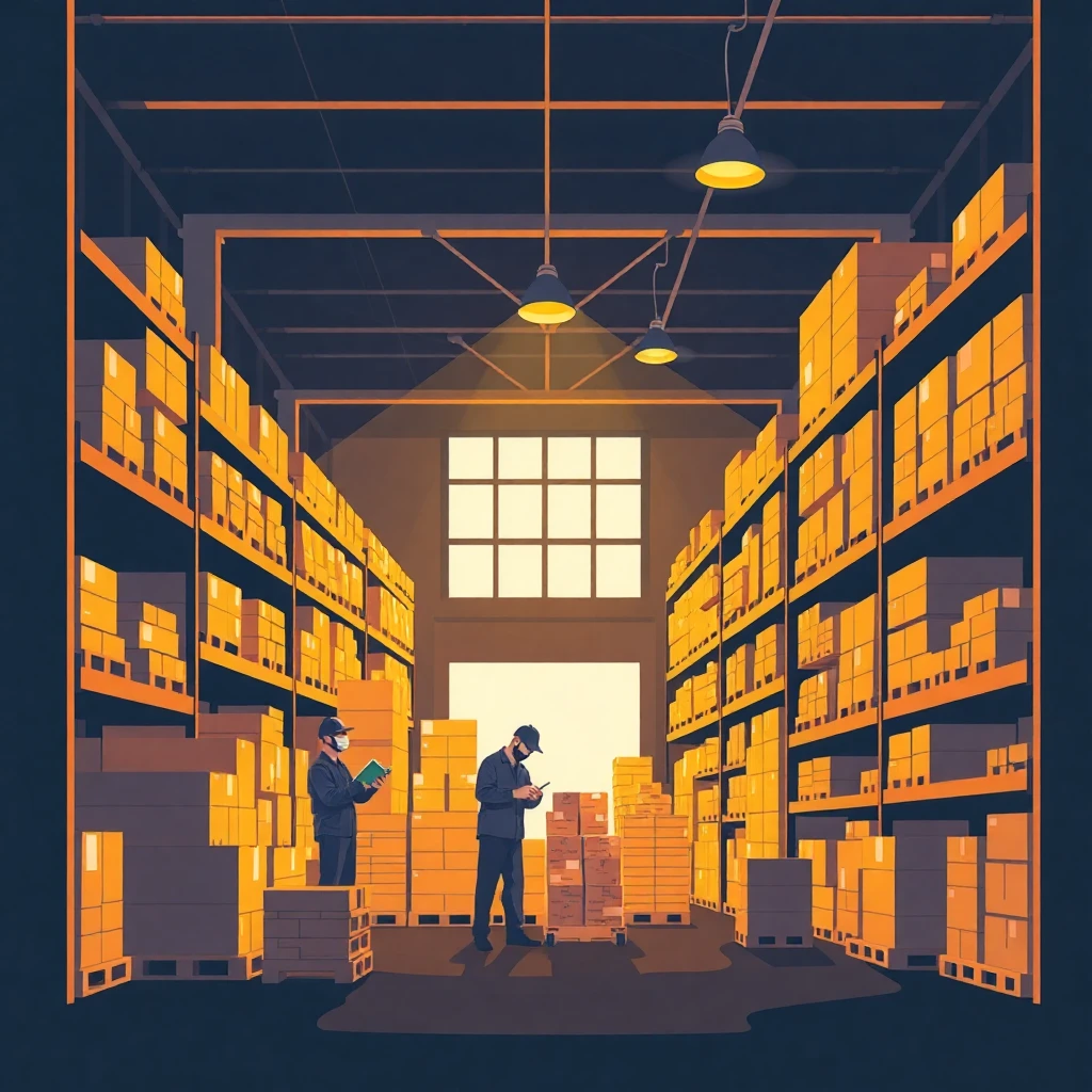 Warehouse workers busy with tasks