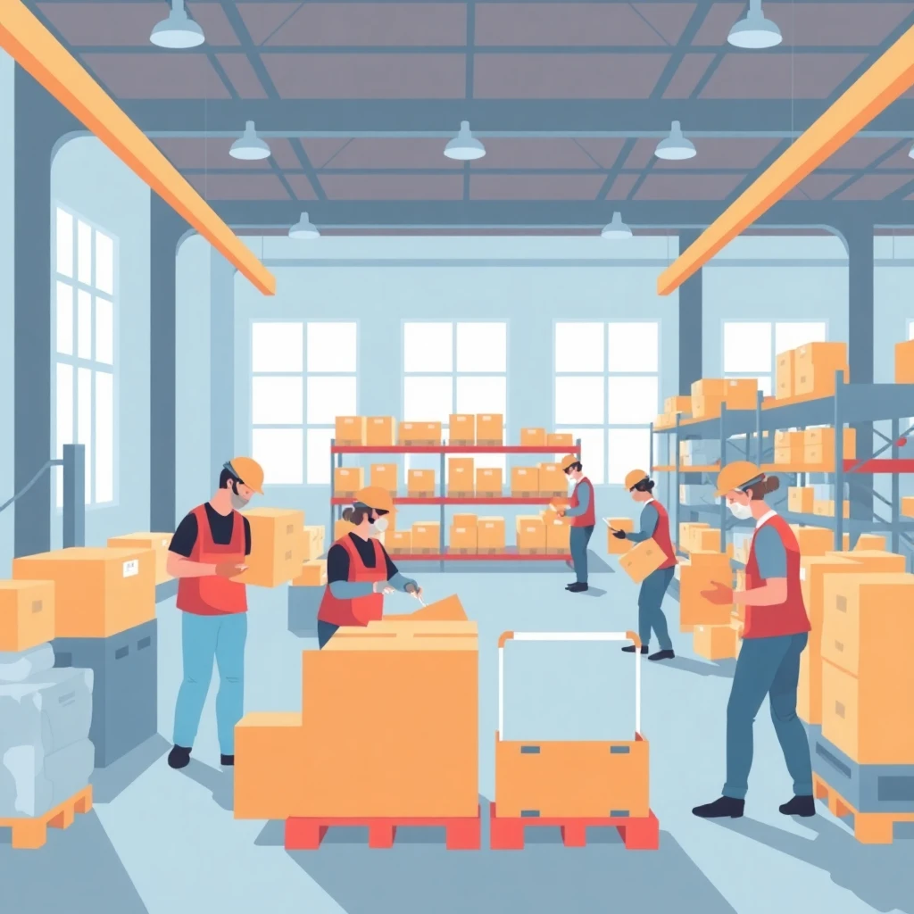 Warehouse Picker and Packer at work
