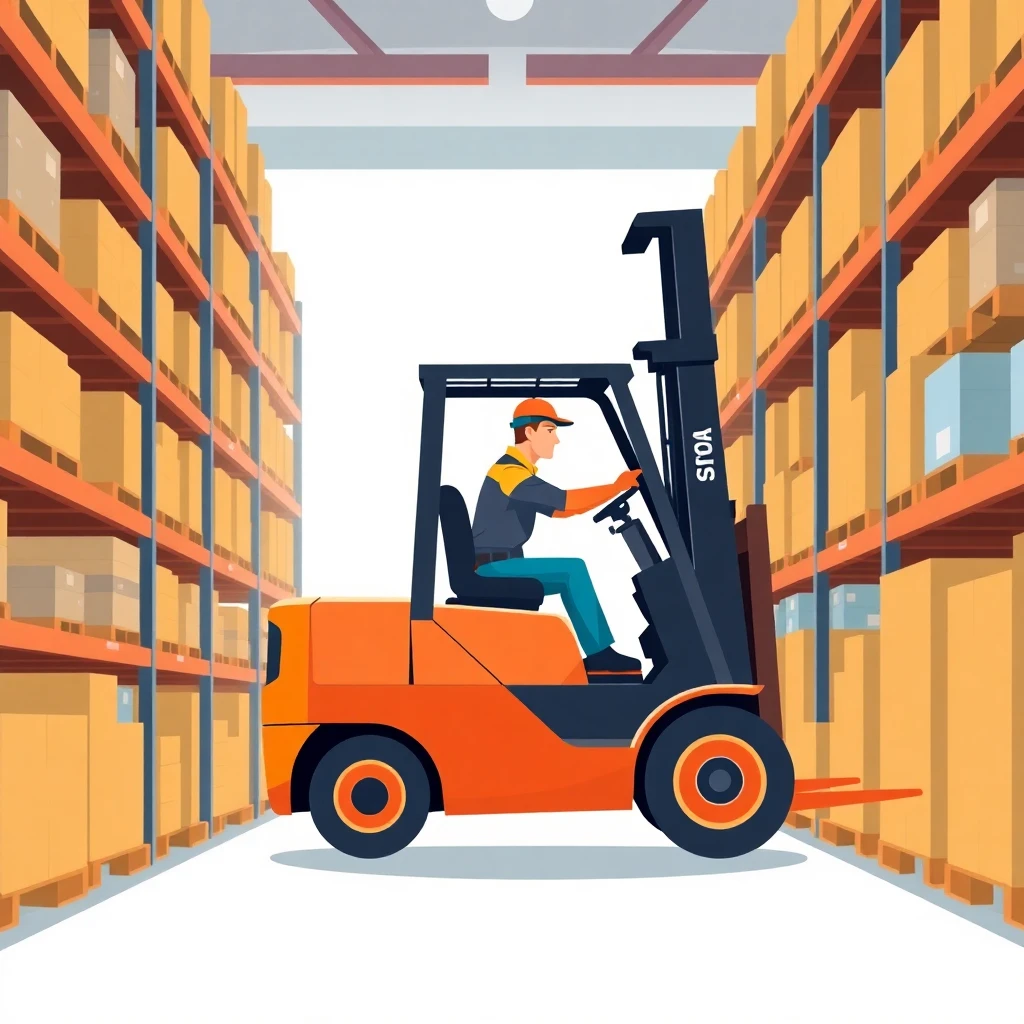 Forklift operator in action