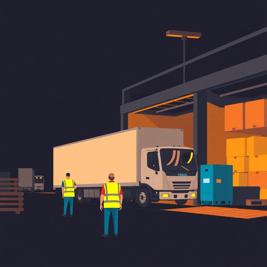 Warehouse dock with delivery truck