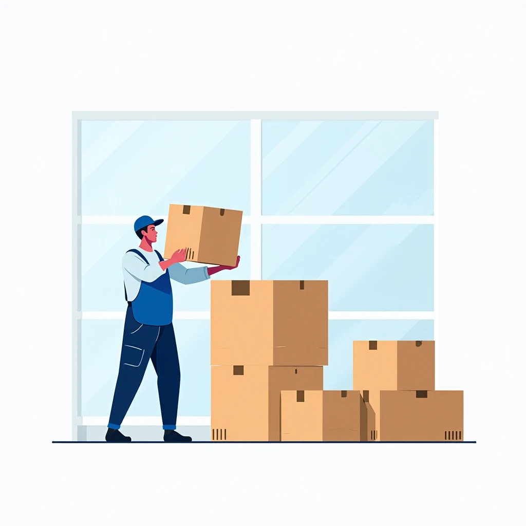 Warehouse worker stacking boxes