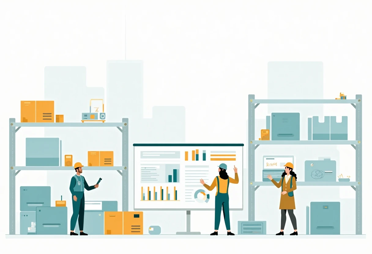 Warehouse environment with geometric racks