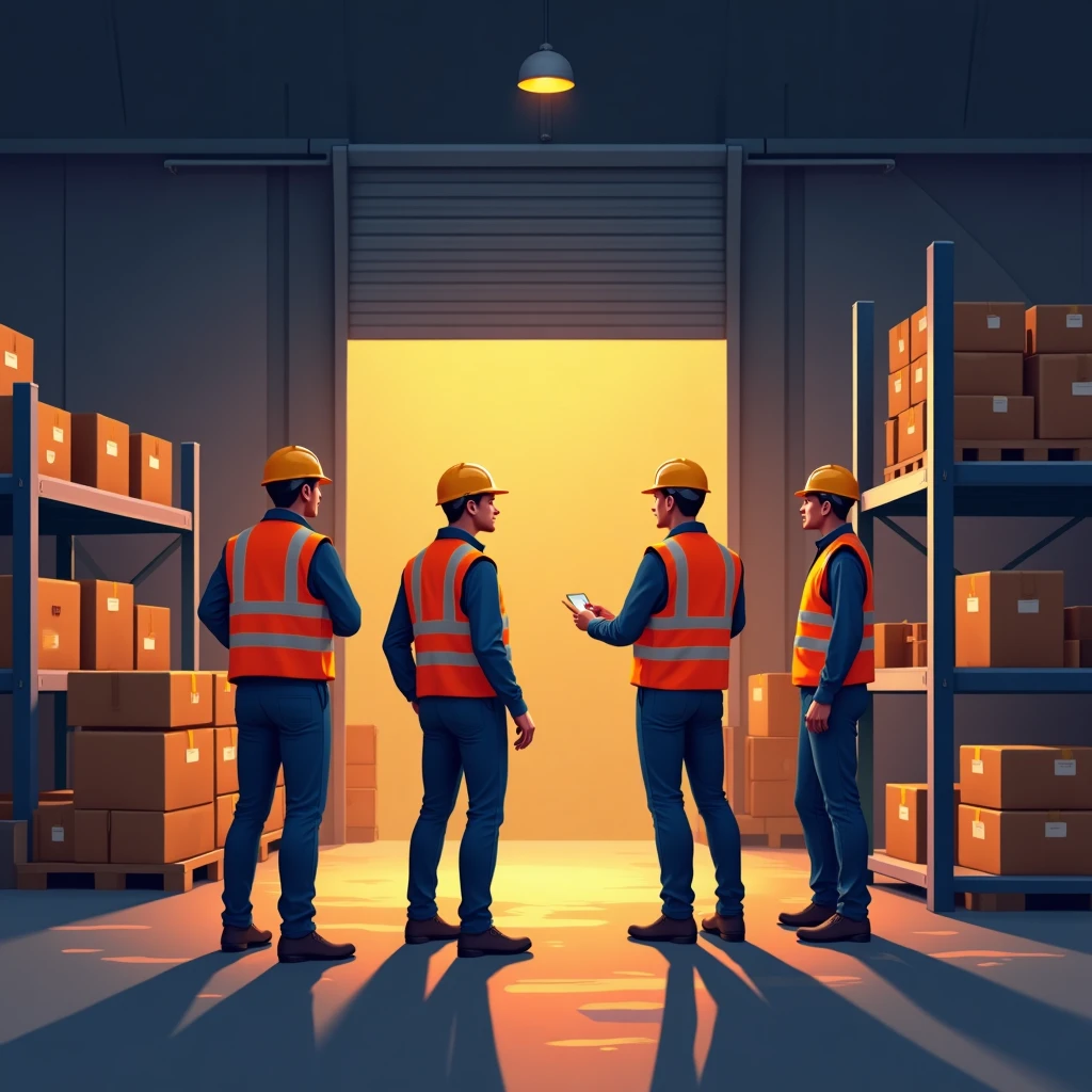 Warehouse team meeting