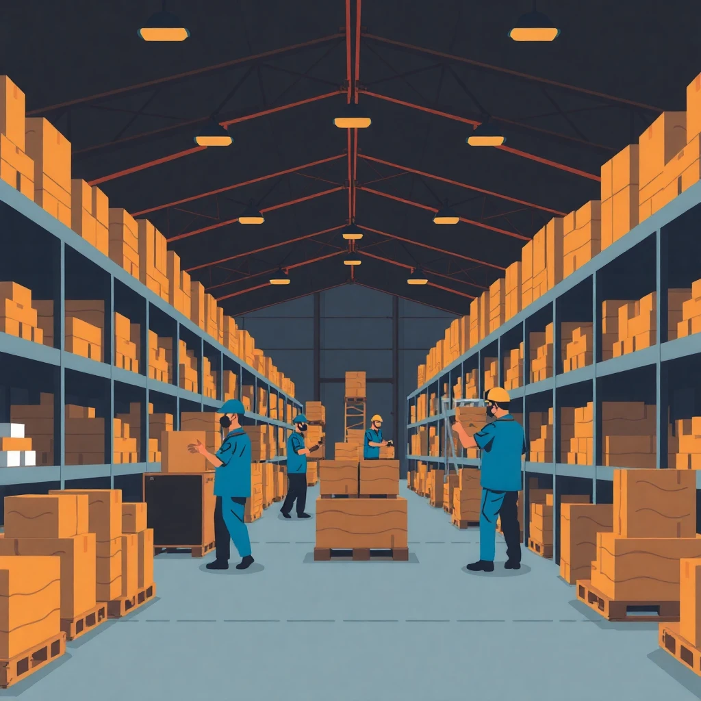 Warehouse workers in action