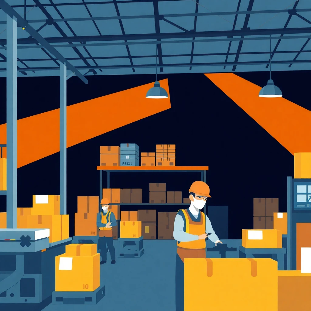 Warehouse workers in action