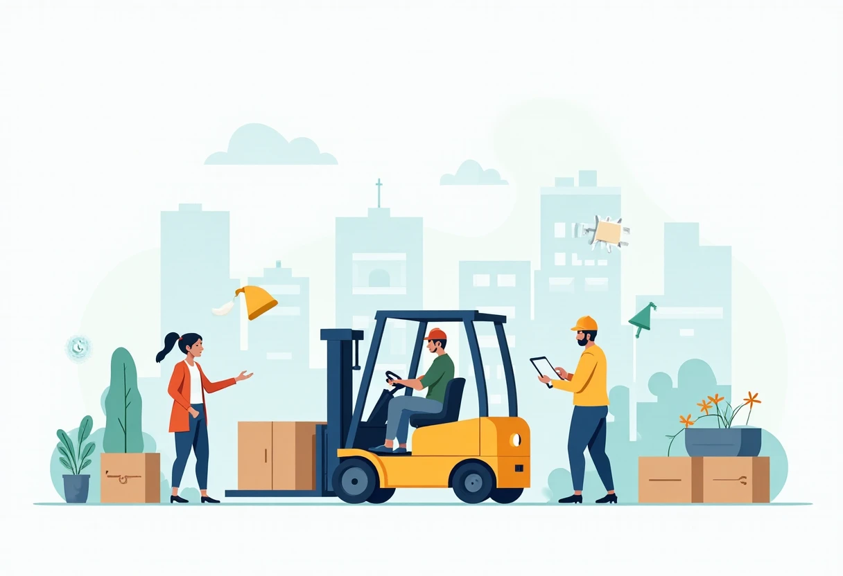 Forklift operator in warehouse