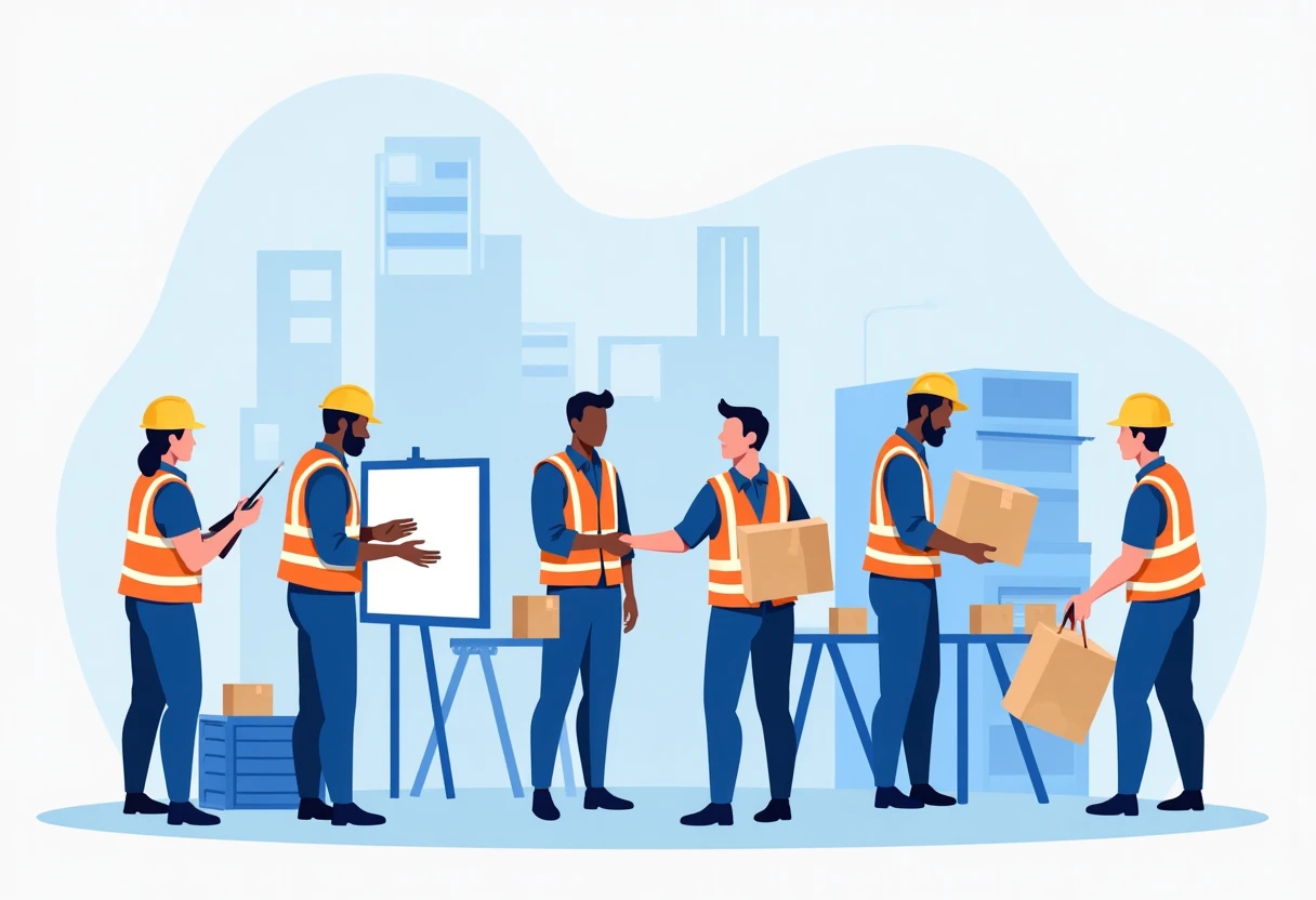 Warehouse workers in action