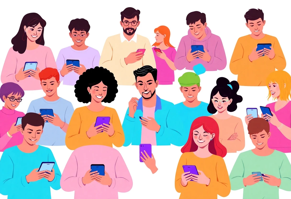 Diverse people using dating apps