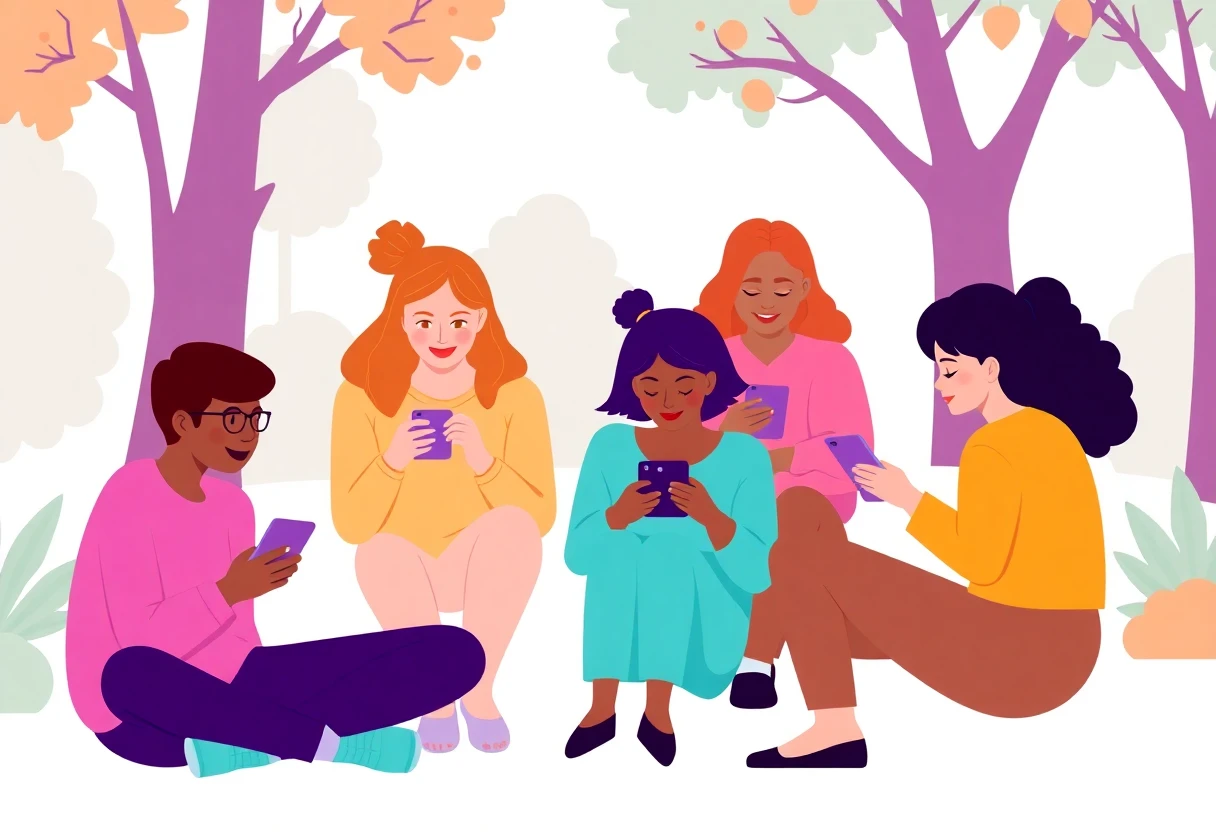 People making new friends through apps