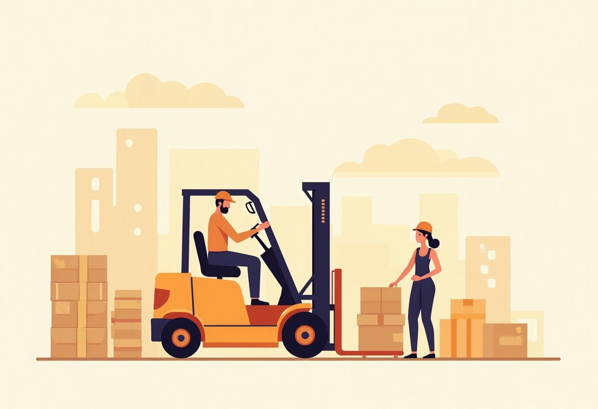 Forklift operator in action