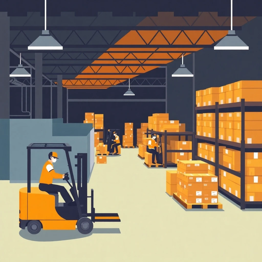 Active warehouse scene