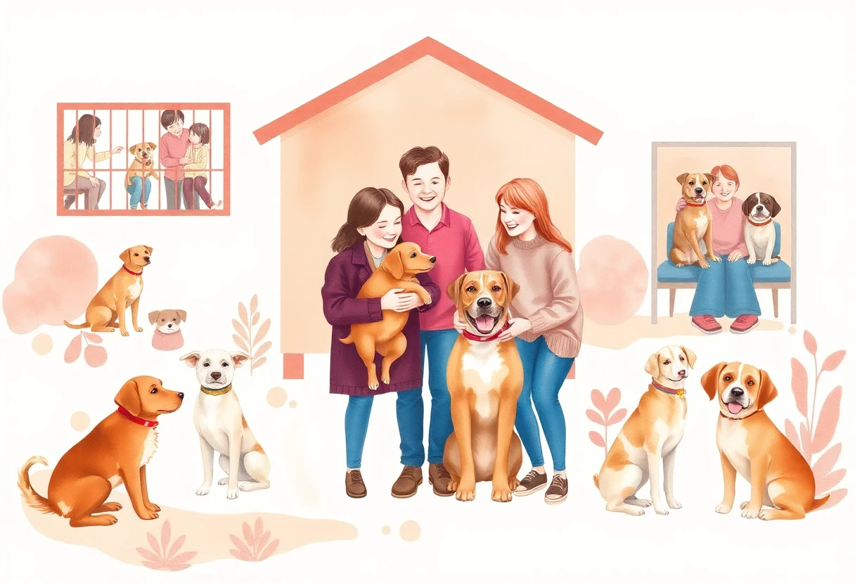 Adopting a dog at a shelter