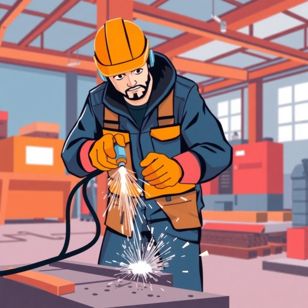 Skilled tradesperson welding