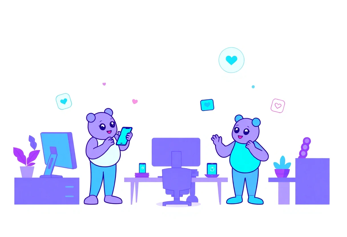 Stylized health app mascots