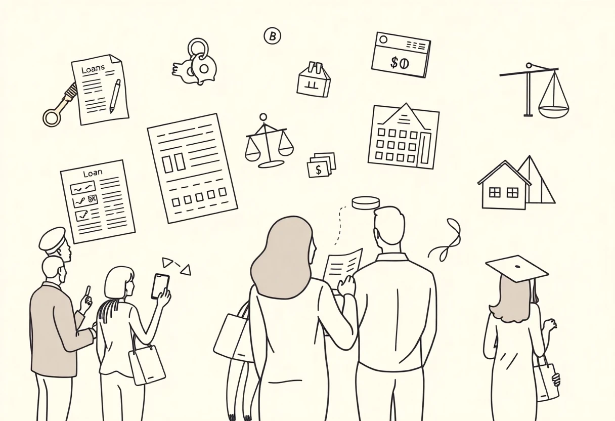 Diverse group comparing loan options