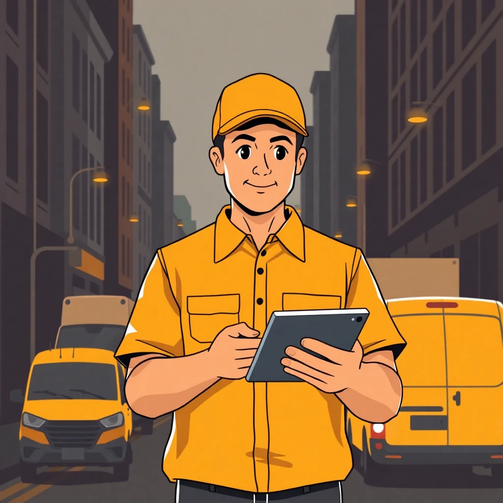 Courier driver reviewing job offers