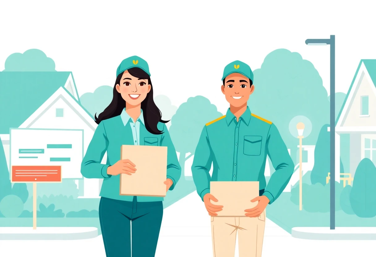 Courier delivering package