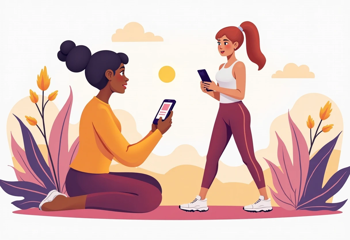 Using a fitness app during an outdoor workout