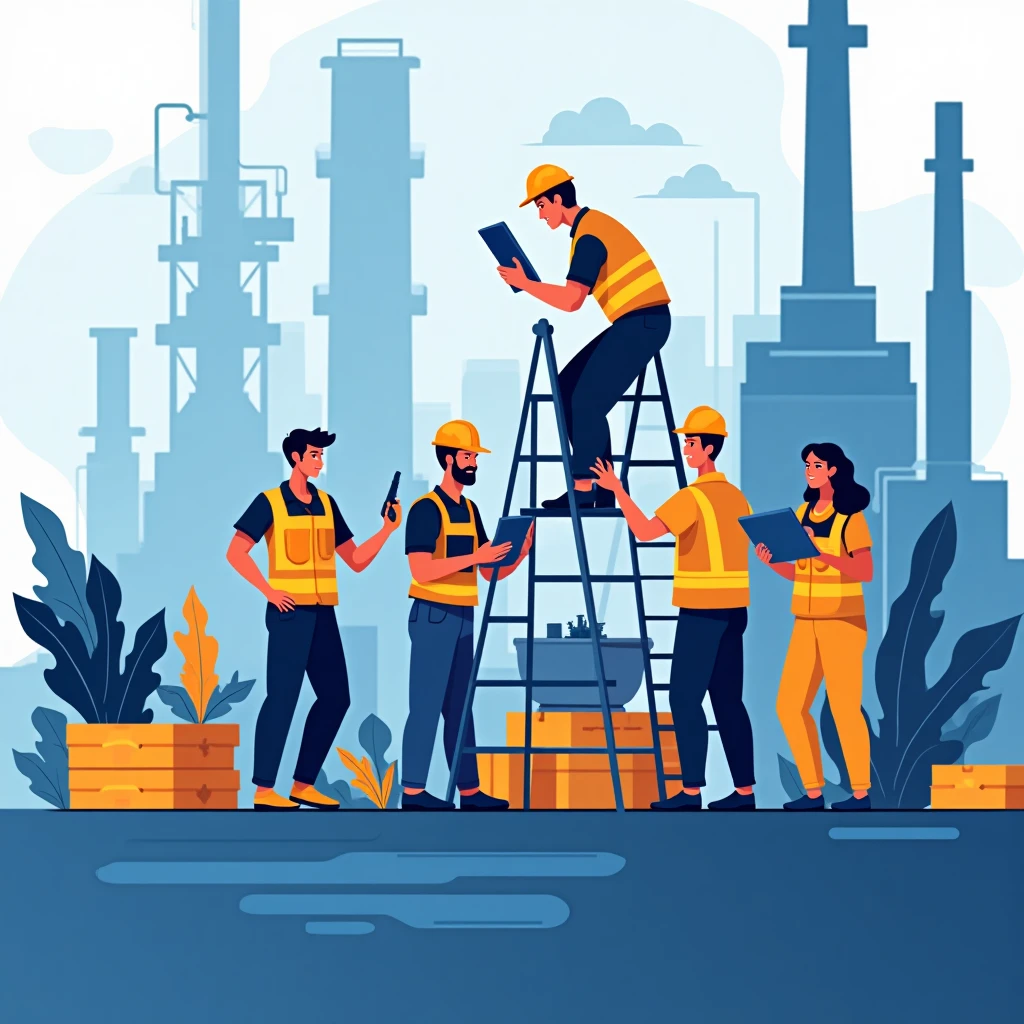 Skilled workers collaborating