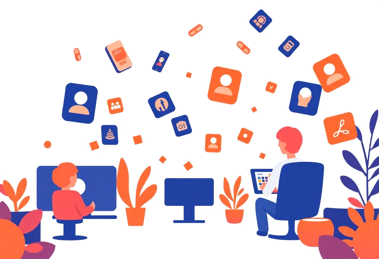 Interactive app features illustration