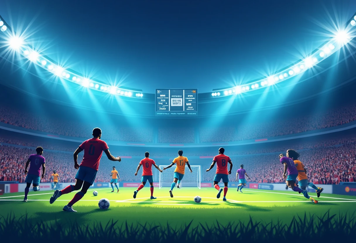 High-stakes football match at night