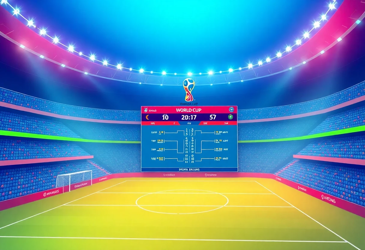 Football pitch with World Cup matches