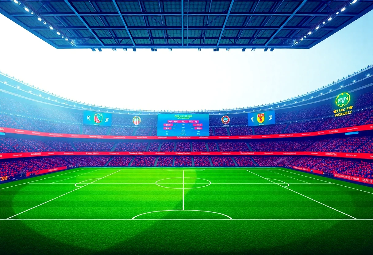 World Cup pitch with team logos