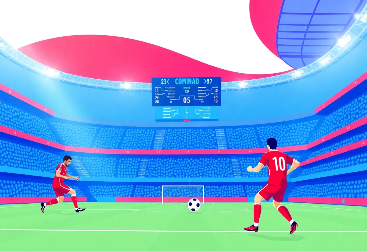 Football match in a stadium