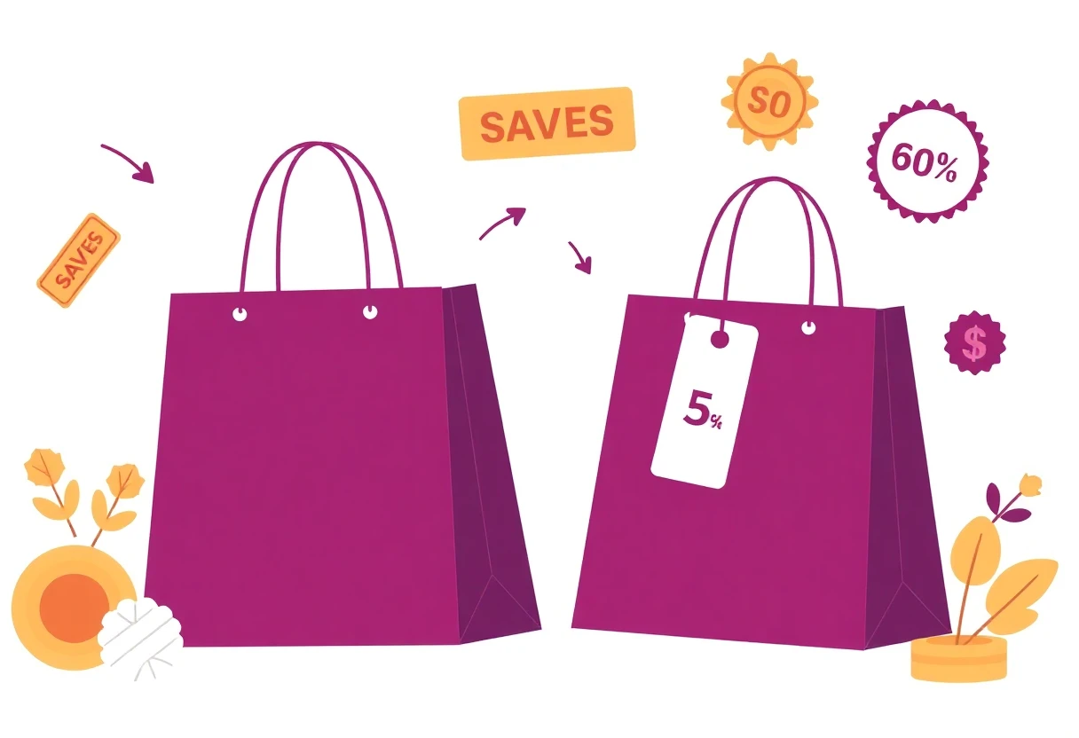Zalando and ASOS shopping bags with discount tags